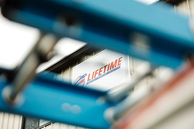 Lifetime logo on building/