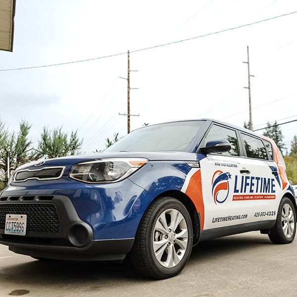Lifetime Heating, Cooling, Plumbing & Electric company vehicle.