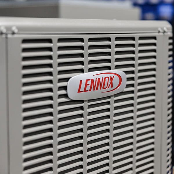 Lennox air conditioning unit inside Lifetime Heating, Cooling, Plumbing & Electric warehouse.